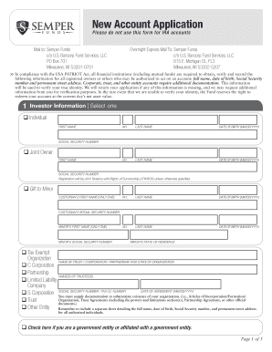 Semper Funds New Account Application