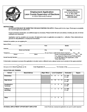 Leon County Elections Employment Application
