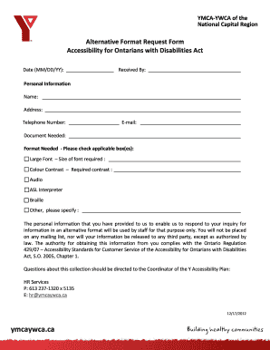 YMCA-YWCA Alternative Format Request Form