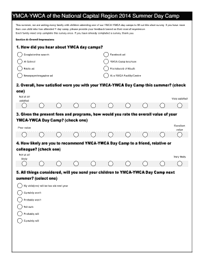 YMCA-YWCA Summer Day Camp Survey
