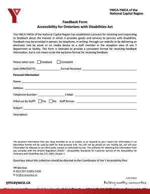 YMCA-YWCA Feedback Form
