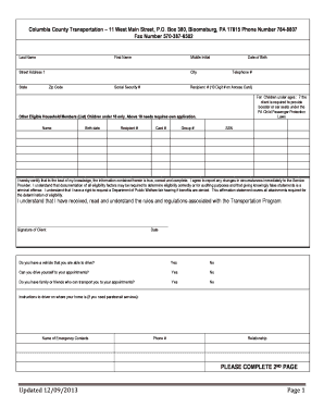 Columbia County Medical Assistance Transportation Program Application