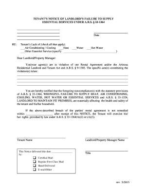 Tenant’s Notice of Landlord’s Failure to Supply Essential Services