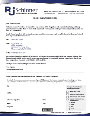 Fax and Email Authorization Form