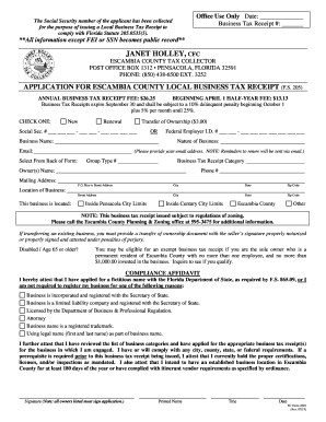 Escambia County Local Business Tax Receipt Application