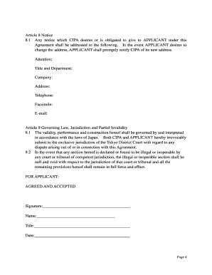 Agreement for CIPA DCG-006