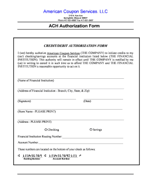 ACH Authorization Form