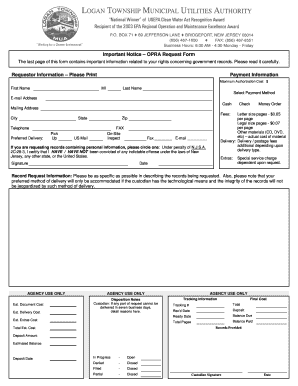 OPRA Request Form
