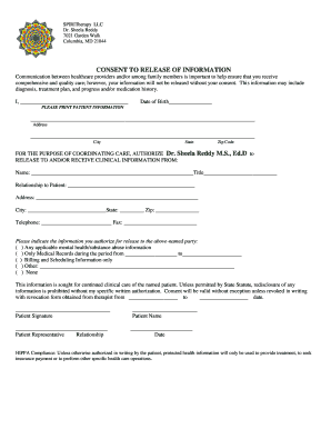 HIPAA Consent to Release of Information