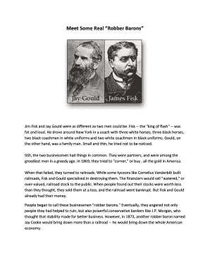 Robber Barons Historical Analysis Form
