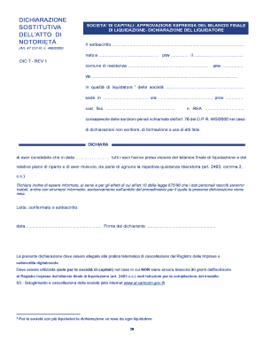 Dichiarazione del Liquidatore