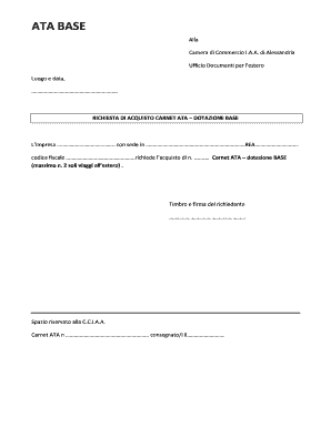 RICHIESTA DI ACQUISTO CARNET ATA