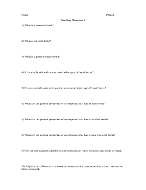Bonding Homework Assignment