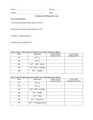 Oxidation and Reduction Lab