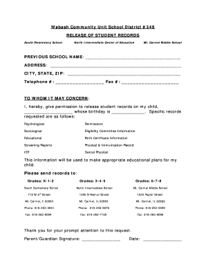 Student Records Release Form