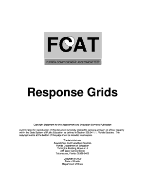 Florida FCAT Response Grid Instructions