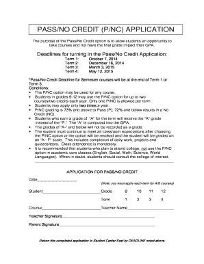 Pass/No Credit Application