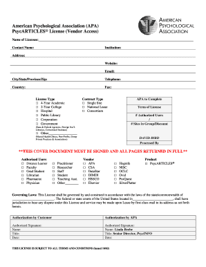 APA PsycARTICLES License Agreement