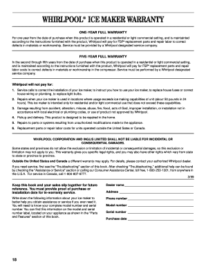 Whirlpool Ice Maker Warranty