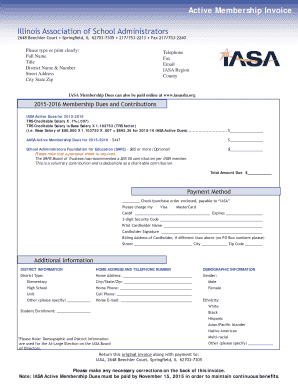 IASA Active Membership Invoice