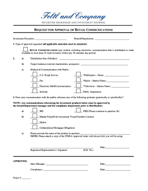 Request for Approval of Retail Communications
