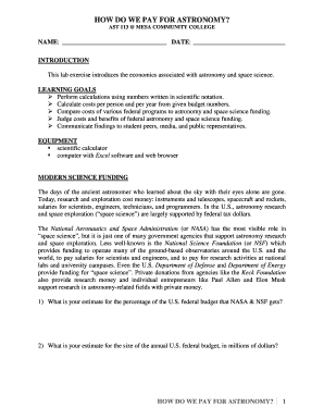 Astronomy Funding Lab Exercise