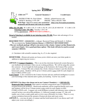 Spring 2015 CHM 151 General Chemistry I 3 credit hours - mc maricopa