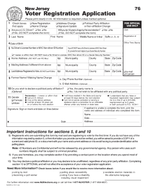 New Jersey Voter Registration Application