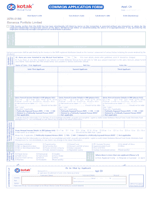 Kotak Mahindra Mutual Fund Application Form