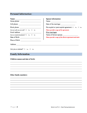 Estate Planning Questionnaire