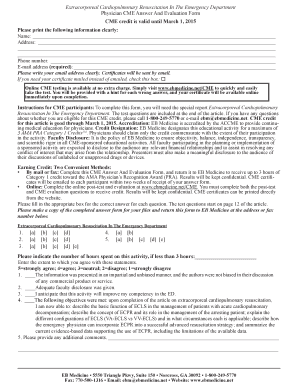Physician CME Answer and Evaluation Form