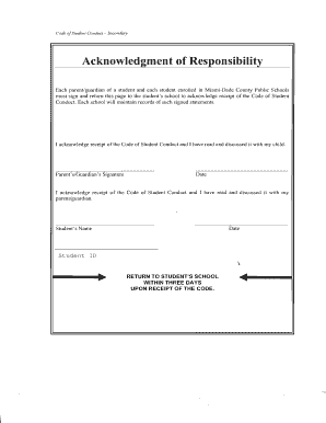 Student Conduct Acknowledgment Form