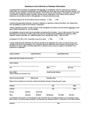 Background Check Authorization Form