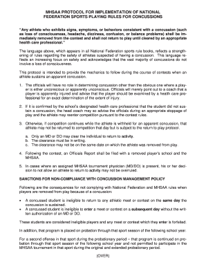 MHSAA Concussion Protocol and Return to Competition Form