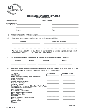 Brokerage Contractors Supplement Form