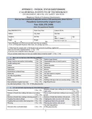 Respirator Medical Evaluation Questionnaire