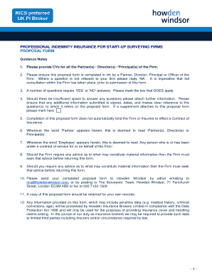 Professional Indemnity Insurance Proposal Form