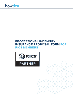 Professional Indemnity Insurance Proposal Form for RICS Members