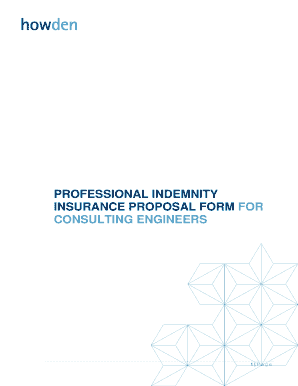 It consulting proposal - PROFESSIONAL INDEMNITY INSURANCE PROPOSAL FORM FOR CONSULTING ENGINEERS 1 Page CONTENTS 1