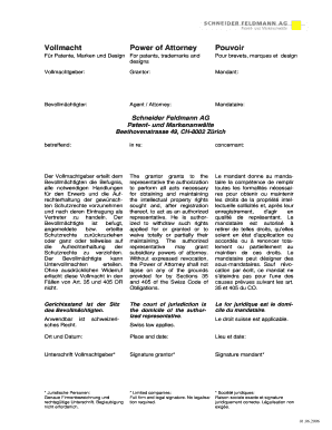 Power of Attorney for Patents, Trademarks, and Designs