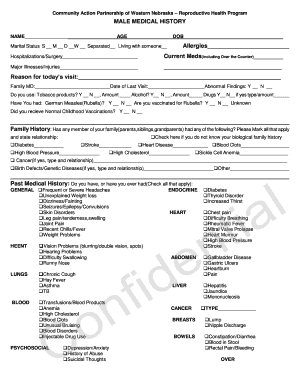 Male Medical History Form