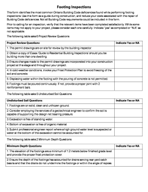 Ontario Footing Inspection Form