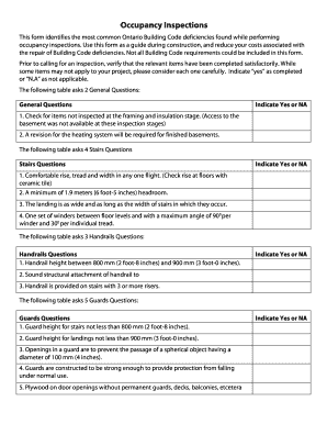 Ontario Occupancy Inspection Form