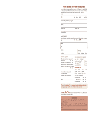 Advance Registration Card for People with Special Needs