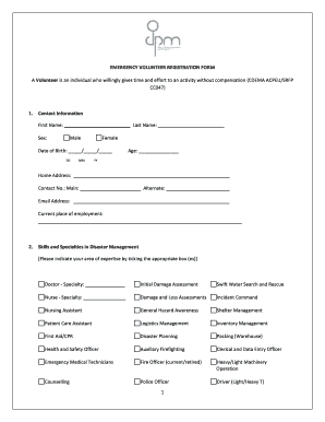 Emergency Volunteer Registration Form