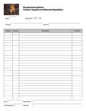 Teachers' Supplies and Materials Requisition