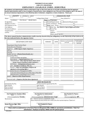 University of San Carlos Employee Clearance Form