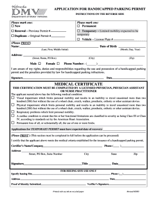 Handicapped Parking Permit Application