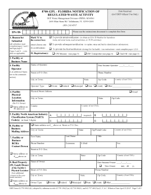 Florida Notification of Regulated Waste Activity