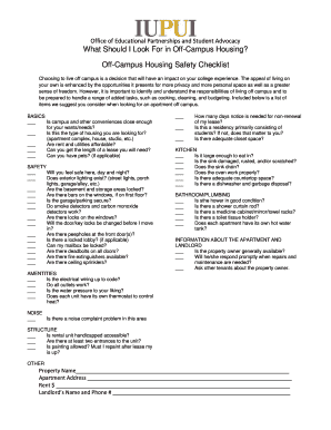 Off-Campus Housing Safety Checklist